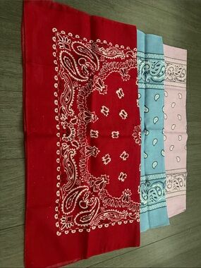 Classic Paisley Bandana Trio - Red, Light Blue, Pink